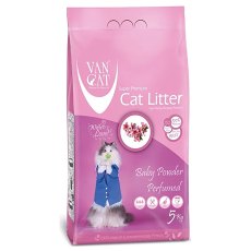 Van Cat Baby Powder / Комкующийся наполнитель Ван Кэт для кошачьих туалетов Без пыли с ароматом Детской присыпки