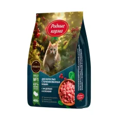 Родные Корма / Сухой корм для взрослых стерилизованных кошек с Индейкой и клюквой