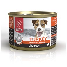 Blitz Sensitive / Консервы Блиц для собак Индейка с Печенью (цена за упаковку)
