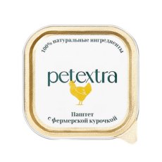 Petextra / Влажный корм Петэкстра для взрослых кошек Паштет с фермерской Курочкой (цена за упаковку)