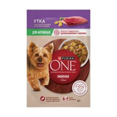 PURINA ONE MINI / Влажный корм Паучи Пурина УАН для взрослых собак мелких пород при активном образе жизни с уткой (цена за упаковку)