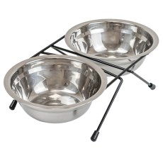 Homepet / Миска Хоумпет для домашних животных Металлическая двойная на подставке