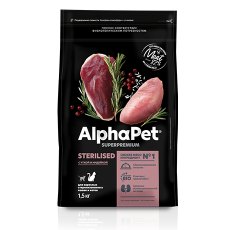 AlphaPet Superpremium / Сухой корм АльфаПет для Стерилизованных кошек Утка индейка