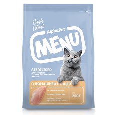 AlphaPet Menu / Сухой корм АльфаПет для взрослых Стерилизованных кошек Домашняя птица