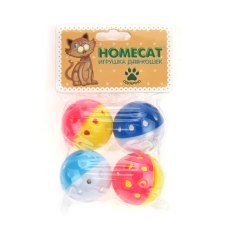 Homecat / Игрушка Хоумкэт для кошек Мячи пластиковые горошек с колокольчиком