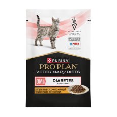 PRO PLAN VETERINARY DIETS DM ST\OX DIABETES MANAGEMENT / Лечебный Влажный корм Паучи ПРО ПЛАН Ветеринарная диета для взрослых кошек при диабете с курицей (цена за упаковку)
