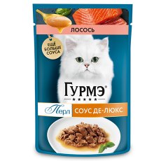 Гурмэ Перл / Влажный корм Паучи Пурина Гурмэ Перл Соус Де-люкс для взрослых кошек с лососем (цена за упаковку)