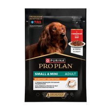 PRO PLAN EVERYDAY NUTRITION ADULT SMALL&MINI / Влажный корм Паучи ПРО ПЛАН для взрослых собак Мелких и Карликовых пород с Говядиной в соусе (цена за упаковку)