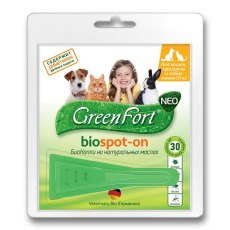 Green Fort Neo Biospot-on / БиоКапли Грин Форт Нео от Блох Клещей и Комаров для Кошек Кроликов и Собак до 10кг