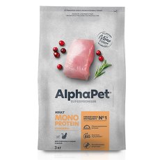 AlphaPet Superpremium Monoprotein / Сухой корм АльфаПет для взрослых кошек Индейка