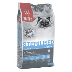 Blitz Classic Adult Sterilised / Сухой корм Блиц для Стерилизованных кошек всех пород Курица