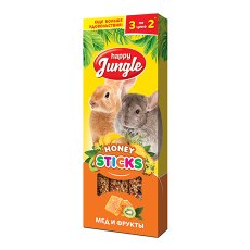 Happy Jungle Honey Sticks / Лакомство Хеппи Джангл для Крупных грызунов Палочки Мед + Фрукты