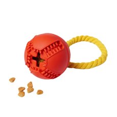 Homepet Silver Series / Игрушка Хоумпет для собак Мяч с канатом с отверстием для лакомств Каучуковый D 7,6 см х 8,2 см