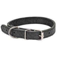 Homepet / Ошейник Хоумпет для собак Кожаный простроченный с тиснением Ромбы Черный