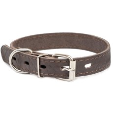 Homepet / Ошейник Хоумпет для собак Кожаный простроченный с тиснением Ромбы Коричневый