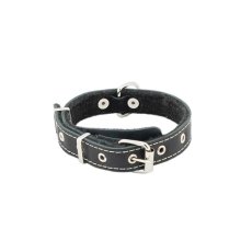 Homepet / Ошейник Хоумпет для собак Кожаный с Язычком на фетре простроченный Черный