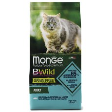 Monge Cat BWild Grain Free Adult Cod Fish Potatoes Lentils / Сухой Беззерновой корм Монж Бивайлд для Взрослых кошек Треска картофель чечевица