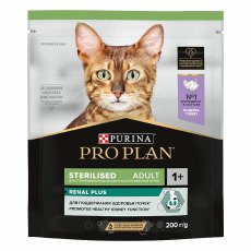 PRO PLAN STERILISED / Сухой корм ПРО ПЛАН для взрослых кошек для поддержания здоровья почек после стерилизации с индейкой