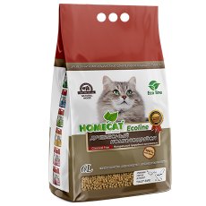 Homecat Ecoline / Комкующийся наполнитель Хоумкэт для кошачьего туалета Древесный