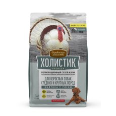 Деревенские лакомства Холистик Премьер / Сухой корм для взрослых собак Средних и Крупных пород Индейка с рисом