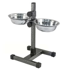 Homepet / Металлическая регулируемая подставка Хоумпет с мисками для домашних животных высотой до 30 см Шагрень