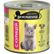 Вкусмясина / Влажный корм Консервы для Котят с Курицей (цена за упаковку)