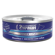 Четвероногий Гурман Silver Line / Консервы Серебряная линия для собак Индейка с лососем в желе (цена за упаковку)