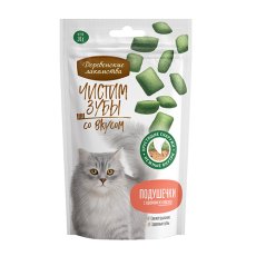 Деревенские лакомства Чистим зубы / Подушечки для кошек с кремом из Лосося