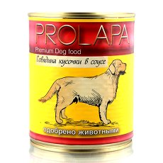 Prolapa Premium / Консервы Пролапа для собак Говядина кусочки в соусе (цена за упаковку)
