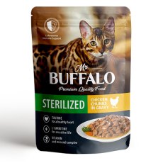 Mr.Buffalo Sterilized Chicken / Паучи Мистер Бафало для Стерилизованных кошек Цыпленок в соусе (цена за упаковку)