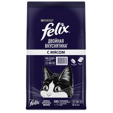 FELIX ДВОЙНАЯ ВКУСНЯТИНА / Сухой корм Пурина Феликс для взрослых кошек с мясом