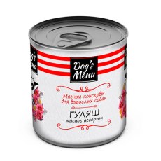 Dogs Menu / Консервы Догс Меню для взрослых собак Гуляш Мясное ассорти (цена за упаковку)
