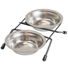 Homepet / Миска Хоумпет для домашних животных Металлическая двойная на подставке