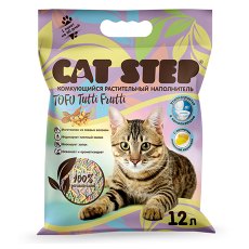 Cat Step Tofu Tutti Frutti / Комкующийся растительный наполнитель Кэт Степ для кошачьего туалета с Разноцветными гранулами