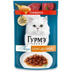 Гурмэ Перл / Влажный корм Паучи Пурина Гурмэ Перл Соус Де-люкс для взрослых кошек с говядиной (цена за упаковку)