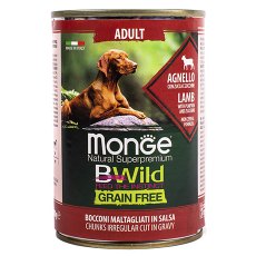 Monge Dog BWild Grainfree Adult Lamb /  Консервы Беззерновые Монж для взрослых собак Ягненок тыква цукини (цена за упаковку)