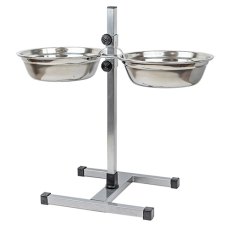 Homepet / Металлическая регулируемая подставка Хоумпет с мисками для домашних животных высотой до 50 см Хром
