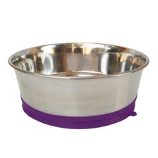 Homepet Heavy / Миска Хоумпет для домашних животных Металлическая Утяжеленная на фиолетовой резинке с присоской