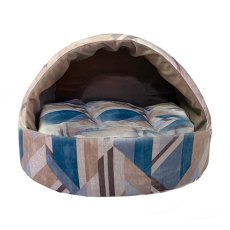 Homepet / Домик эстрада Хоумпет для домашних животных Велюр Графика Бежево-голубой