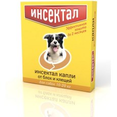 Инсектал / Капли от Блох и Клещей для собак весом 10 - 20 кг