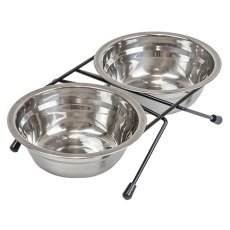 Homepet / Миска Хоумпет для домашних животных Металлическая двойная на подставке