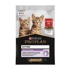 PRO PLAN KITTEN / Влажный корм Паучи ПРО ПЛАН для котят с говядиной в соусе (цена за упаковку)