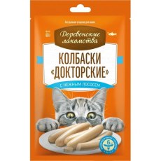 Деревенские лакомства / Докторские колбаски для кошек с нежным Лососем