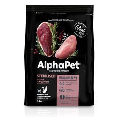 AlphaPet Superpremium / Сухой корм АльфаПет для Стерилизованных кошек Утка индейка