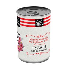 Dogs Menu / Консервы Догс Меню для взрослых собак Гуляш Мясное ассорти (цена за упаковку)