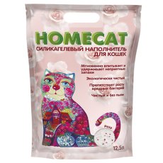 Homecat / Силикагелевый наполнитель Хоумкэт для кошачьего туалета аромат Роза