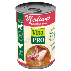 Vita Pro Mediano / Влажный корм Консервы Вита Про для собак Ягненок с индейкой кусочки в соусе (цена за упаковку)