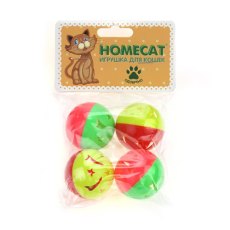 Homecat / Игрушка Хоумкэт для кошек Мячи пластиковые звездочки с колокольчиком