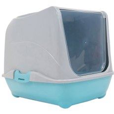 Homecat / Туалет Хоумкэт для кошек Малый закрытый с дверцей бирюзово-серый