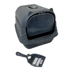 Homecat Комфорт плюс / Туалет Хоумкэт для кошек закрытый с дверцей серый